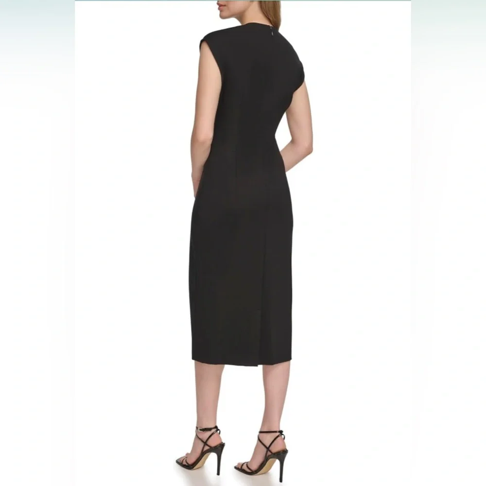 Calvin Klein Women's Black Ponte Formal Fitted Dress, Size 6 - Picture 9 of 12